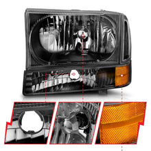 Load image into Gallery viewer, Anzo 2000-2004 Ford Excursion Crystal Headlights Black