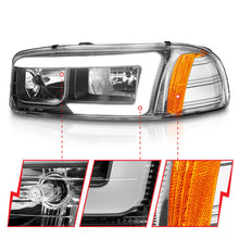 Load image into Gallery viewer, Anzo 99-17 GMC Sierra/Denali Headlights Black Amber (w/C Light Bars) 111522