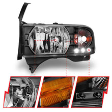 Load image into Gallery viewer, Anzo 1994-2001 Dodge Ram Crystal Headlights Black w/ LED