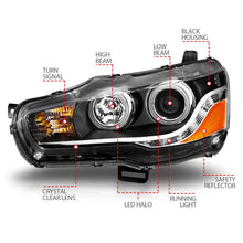 Load image into Gallery viewer, Anzo 2008-2015 Mitsubishi Lancer Projector Headlights w/ Halo Black (CCFL)
