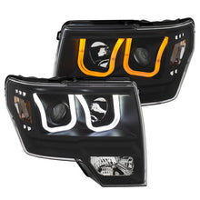Load image into Gallery viewer, Anzo Ford F-150 09-14 Projector Switchback Headlights U-Bar Black W/ Amber