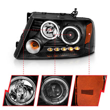Load image into Gallery viewer, Anzo 2004-2008 Ford F-150 Projector Headlights w/ Halo and LED Black G2