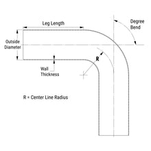 Load image into Gallery viewer, HPS Performance Products HPS 3-1/4" OD 100 Degree Bend 6061 Aluminum Elbow Pipe Tubing 16 Gauge w/ 3 1/2" CLR
