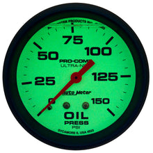 Load image into Gallery viewer, AutoMeter Ultra-Nite 2-5/8in 0-150 PSI Liquid Filled Mechanical Glow In Dark Oil Pressure Gauge 4223