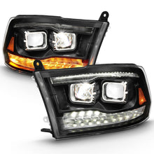 Load image into Gallery viewer, ANZO 2009-2018 Dodge Ram 1500 Led Projector Plank Style Switchback H.L Halo Black Amber (OE Style) 111464