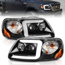 Load image into Gallery viewer, ANZO 1997-2003 Ford F-150 Projector Headlights w/ Light Bar Black Housing 111503