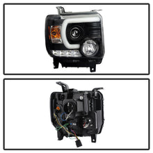 Load image into Gallery viewer, Spyder GMC Sierra 14-16 Projector Headlights Light Bar DRL Black PRO-YD-GS14-LBDRL-BK 5080523
