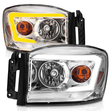 Load image into Gallery viewer, Anzo 06-09 Dodge RAM 1500/2500/3500 Headlights Chrome Housing/Clear Lens (w/Switchback Light Bars) 111527
