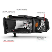 Load image into Gallery viewer, Anzo Black Crystal Headlights 1994-2001 Dodge Ram 1500
