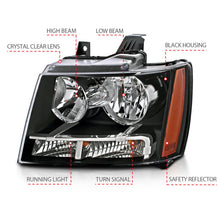 Load image into Gallery viewer, Anzo Chevy Tahoe /Suburban 07-14 Crystal Headlight Black
