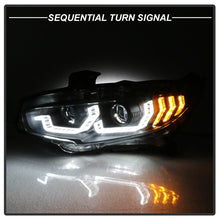 Load image into Gallery viewer, Spyder 16-18 Honda Civic 4Dr w/LED Seq Turn Sig Lights Proj Headlight - Black - PRO-YD-HC16-SEQ-BK 5086099