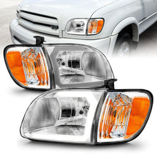 Load image into Gallery viewer, ANZO 00-04 Toyota Tundra (Reg/Acc Cab Only) Crystal Headlights w/Lgt Bar Chrome w/Corner Lights 2pc 111580