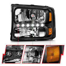 Load image into Gallery viewer, Anzo 2000-2004 Ford Excursion Crystal Headlights Black w/ LED 1pc