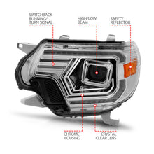 Load image into Gallery viewer, ANZO 12-15 Toyota Tacoma Projector Headlights - w/ Light Bar Switchback Chrome Housing 111557