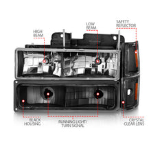 Load image into Gallery viewer, ANZO 88-98 Chevrolet C1500 Crystal Headlights Black 111505