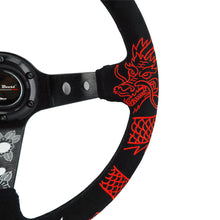 Load image into Gallery viewer, Track Ready Universal 350mm 3" Deep Dish 6-Bolt Steering Wheel Red Suede Alcantara