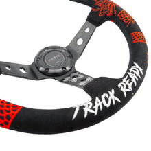 Load image into Gallery viewer, Track Ready Universal 350mm 3" Deep Dish 6-Bolt Steering Wheel Red Suede Alcantara