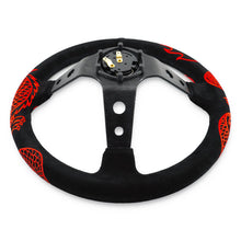 Load image into Gallery viewer, Track Ready Universal 350mm 3" Deep Dish 6-Bolt Steering Wheel Red Suede Alcantara