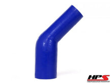 Load image into Gallery viewer, HPS 3-1/4" - 3-1/2" ID, Silicone 45 Degree Elbow Reducer Coupler Hose, High Temp 4-ply Reinforced, Blue, 83mm - 89mm ID