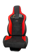 Load image into Gallery viewer, SPDZ1 T1R Racing Seats Black &amp; Red Leather/Black Suede