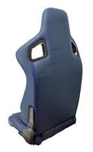 Load image into Gallery viewer, SPDZ1 Ballistic Racing Seats Deep Blue Leather with Red Cross Stitch Reclinable