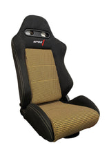 Load image into Gallery viewer, SPDZ1 Pole Position 7 Racing Seats Black Cloth/Yellow Kevlar Mesh Center Reclinable - Yellow Stitch