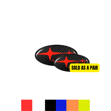 Load image into Gallery viewer, Racing Art Pre-preg Carbon Fiber Subaru Emblem Covers Front &amp; Back, Red/White/Blue [22-26 WRX, 15-21 WRX/STI, 18-23 Crosstrek, 17-23 Impreza]