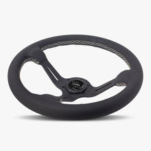 Load image into Gallery viewer, The Le Mans | Black Perforated Leather | Black Spoke | White Stitch