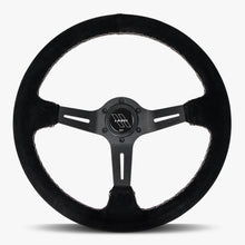 Load image into Gallery viewer, The Le Mans | Black Alcantara Suede | Black Spoke | White Stitch