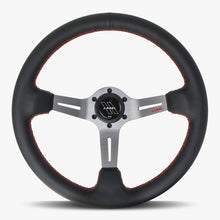 Load image into Gallery viewer, The Le Mans | Black Leather | Graphite Spoke | Red Stitch