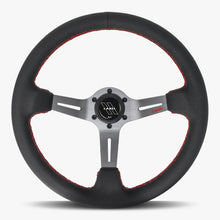 Load image into Gallery viewer, The Le Mans | Black Perforated Leather | Graphite Spoke | Red Stitch