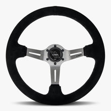 Load image into Gallery viewer, The Le Mans | Black Alcantara Suede | Graphite Spoke | Black Stitch