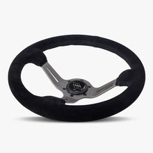 Load image into Gallery viewer, The Le Mans | Black Alcantara Suede | Graphite Spoke | Black Stitch