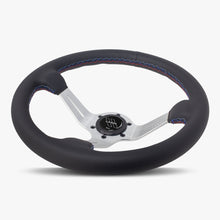 Load image into Gallery viewer, The Le Mans | Black Leather | Silver Spoke | Bavarian Stitch