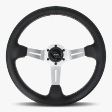 Load image into Gallery viewer, The Le Mans | Black Leather | Silver Spoke | White Stitch