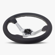 Load image into Gallery viewer, The Le Mans | Black Perforated Leather | Silver Spoke | White Stitch