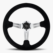 Load image into Gallery viewer, The Le Mans | Black Alcantara Suede | Silver Spoke | Black Stitch