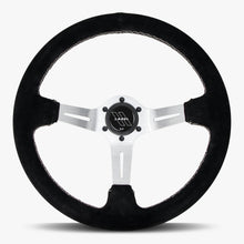 Load image into Gallery viewer, The Le Mans | Black Alcantara Suede | Silver Spoke | White Stitch