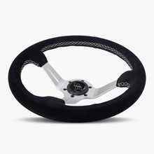 Load image into Gallery viewer, The Le Mans | Black Alcantara Suede | Silver Spoke | White Stitch