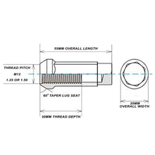 Load image into Gallery viewer, Godspeed New Type 3-X 55mm Steel Open End Lug Nuts 20 pcs. Set M12 X 1.25