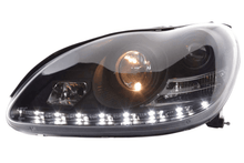 Load image into Gallery viewer, Mercedes Benz S-Class (220) Black LED Headlights with Daytime Running Lights (1998 - 2005)