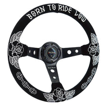 Load image into Gallery viewer, Custom Rose Universal 350mm 3" Deep Dish 6-Bolt Steering Wheel Black Suede Alcantara