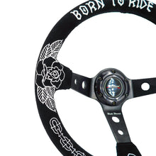 Load image into Gallery viewer, Custom Rose Universal 350mm 3" Deep Dish 6-Bolt Steering Wheel Black Suede Alcantara