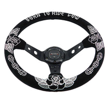 Load image into Gallery viewer, Custom Rose Universal 350mm 3" Deep Dish 6-Bolt Steering Wheel Black Suede Alcantara