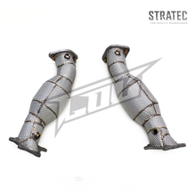 Load image into Gallery viewer, High‑Flow Catted Stainless Steel Downpipe with Heat Shield for Nissan GT‑R R35 3.8TT