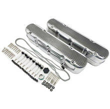 Load image into Gallery viewer, Aluminum finned Valve Covers w/ Coil Mounts &amp; Cover for LS Engine Polished