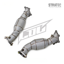 Load image into Gallery viewer, High‑Flow Catted Stainless Steel Downpipe with Heat Shield for Nissan GT‑R R35 3.8TT