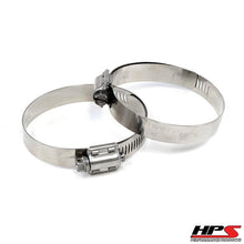Load image into Gallery viewer, HPS Performance Products HPS Stainless Steel Worm Gear Liner Hose Clamp SAE 36 2pc Pack 1-13/16" - 2-3/4" (46mm-70mm)