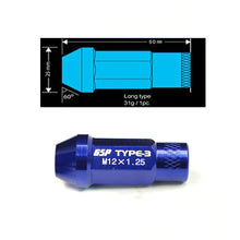 Load image into Gallery viewer, Godspeed Type 3 50mm Lug Nuts 20 pcs. Set M12x1.25