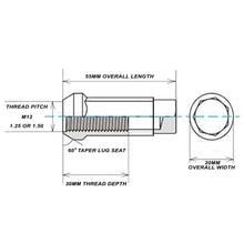 Load image into Gallery viewer, Godspeed New Type 3-X 55mm Steel Open End Lug Nuts 20 pcs. Set M12 X 1.5